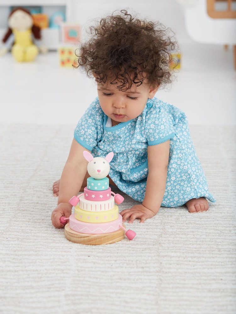 JoJo Maman Bébé Pink Bunny Wooden Stacker - Image 2 of 3