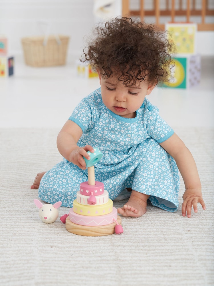 JoJo Maman Bébé Pink Bunny Wooden Stacker - Image 3 of 3