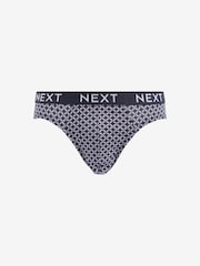 Navy Blue Pattern 4 pack Cotton Rich Briefs - Image 3 of 6