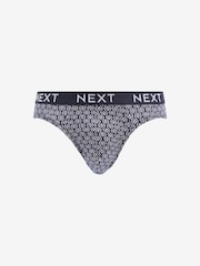 Navy Blue Pattern 4 pack Cotton Rich Briefs - Image 4 of 6