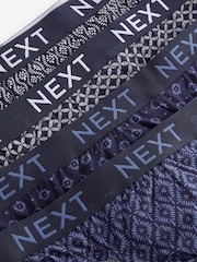 Navy Blue Pattern 4 pack Cotton Rich Briefs - Image 6 of 6