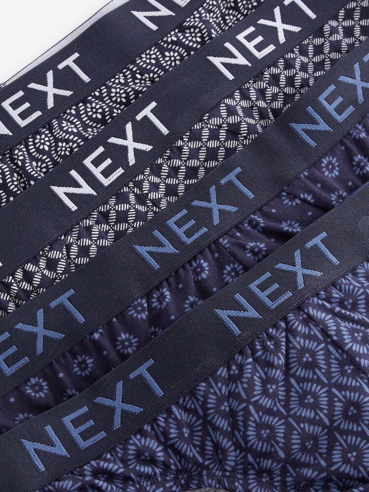 Navy Blue Pattern 4 pack Cotton Rich Briefs - Image 6 of 6