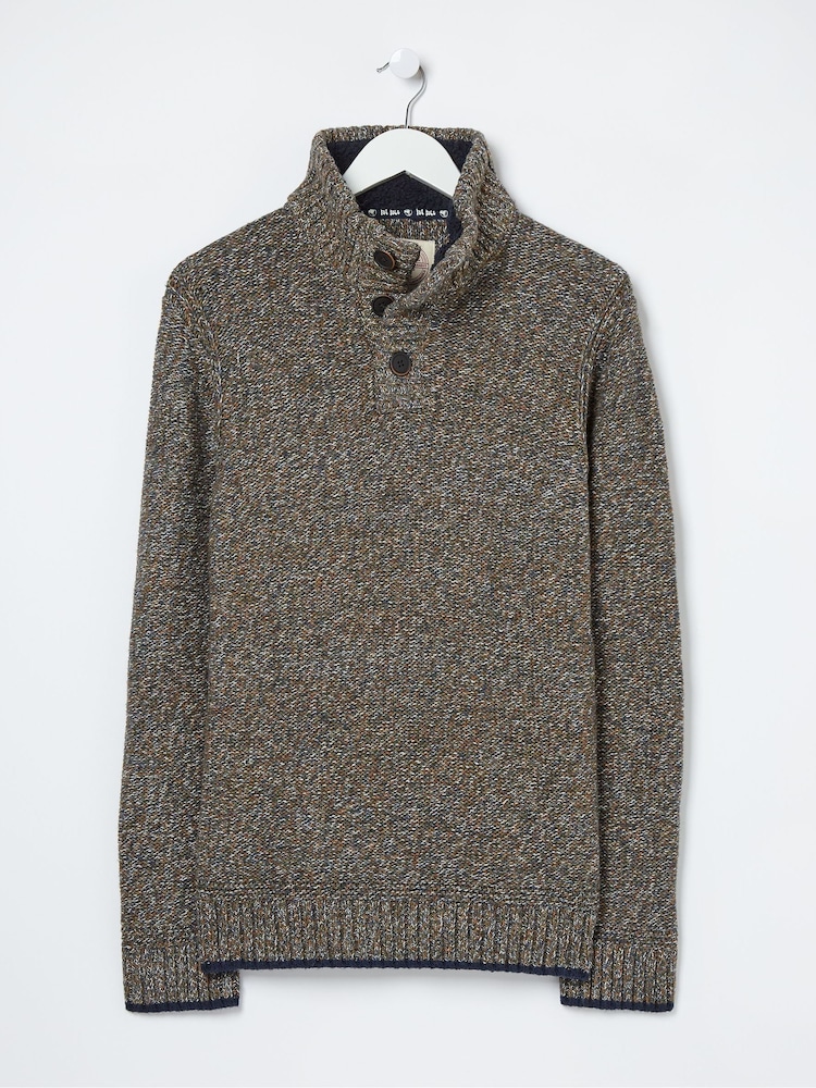 FatFace Green Hove Twist Half Neck Jumper - Image 4 of 4