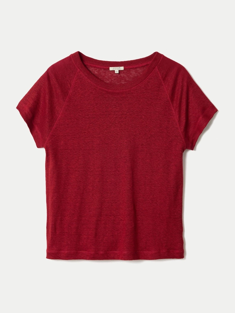 Jigsaw Red Linen Raglan Baby T-Shirt - Image 5 of 5 Jigsaw Red Linen Raglan Baby T-Shirt - Image 5 of 5
