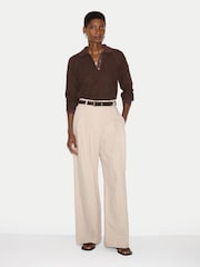 Jigsaw Brown Textured Slub Polo Collar Top - Image 5 of 6