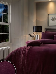 Soiree Burgundy Red Natasha Faux Fur Duvet Cover and Pillowcase Set - Image 1 of 4