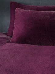 Soiree Burgundy Red Natasha Faux Fur Duvet Cover and Pillowcase Set - Image 4 of 4