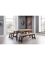 Julian Bowen Black Hockley 6 Seater Dining Set - Image 1 of 4