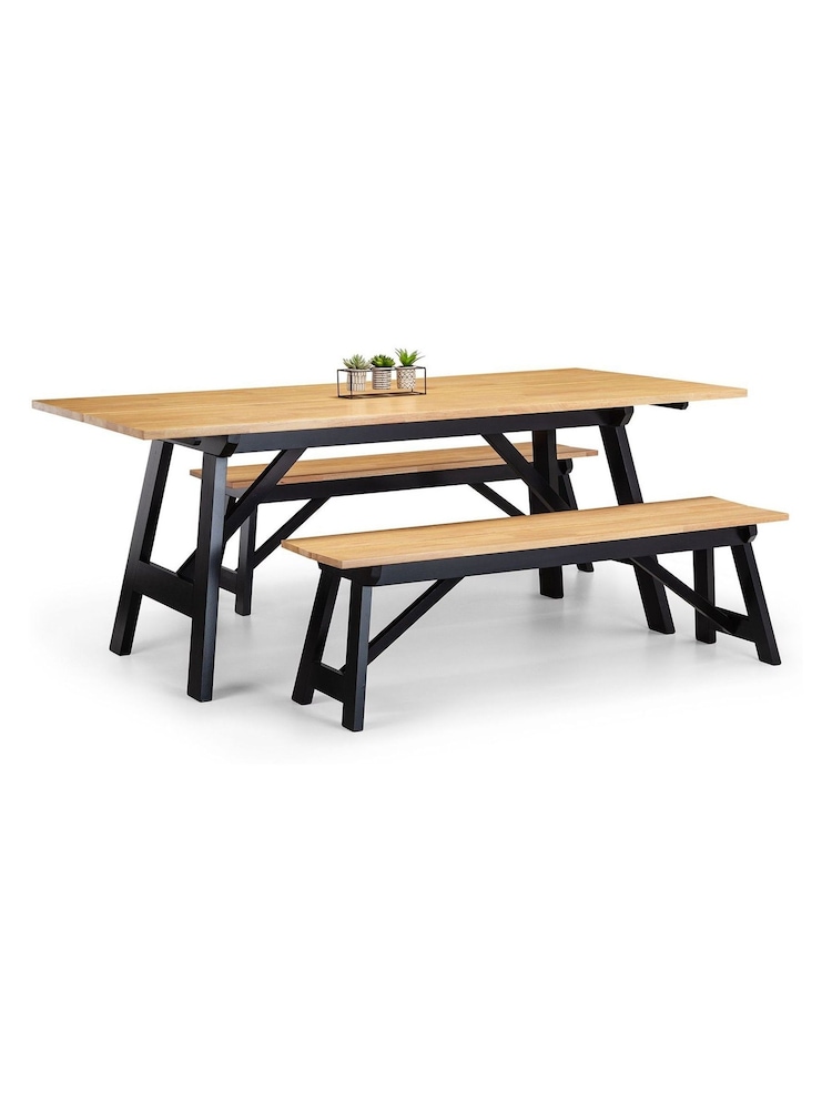 Julian Bowen Black Hockley 6 Seater Dining Set - Image 2 of 4