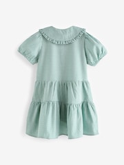 Green Cotton Rich School Gingham Tiered Pretty Collar Dress (3-14yrs) - Image 7 of 7