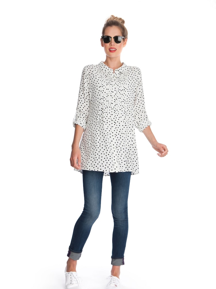 Seraphine White Maternity Dotty Woven Top - Image 4 of 4