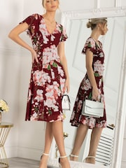 Jolie Moi Pink Grace Mesh Midi Dress - Image 1 of 6