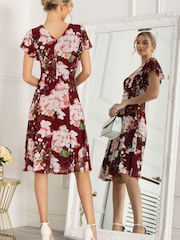 Jolie Moi Pink Grace Mesh Midi Dress - Image 2 of 6