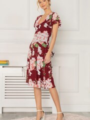 Jolie Moi Pink Grace Mesh Midi Dress - Image 4 of 6