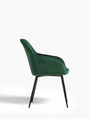 Set of 2 Soft Velvet Emerald Green Hamilton Black Leg Quilted Dining Chairs - Image 7 of 10
