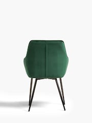 Set of 2 Soft Velvet Emerald Green Hamilton Black Leg Quilted Dining Chairs - Image 8 of 10