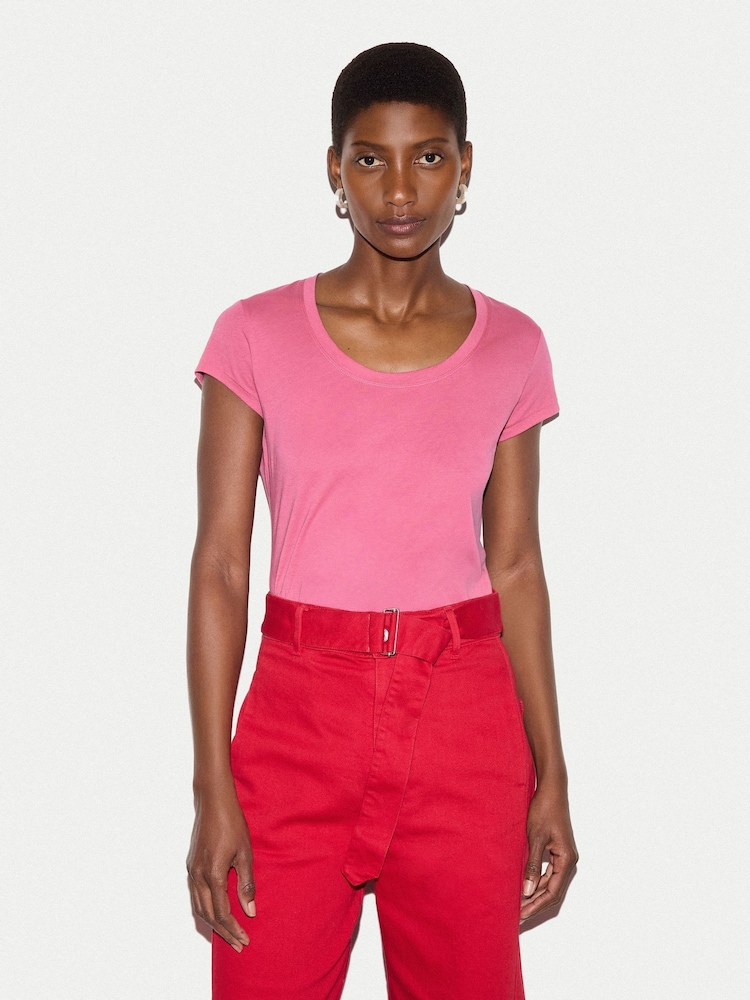Jigsaw Pink Supima Cotton Scoop Neck T-Shirt - Image 1 of 5 Jigsaw Pink Supima Cotton Scoop Neck T-Shirt - Image 1 of 5