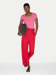 Jigsaw Pink Supima Cotton Scoop Neck T-Shirt - Image 3 of 5