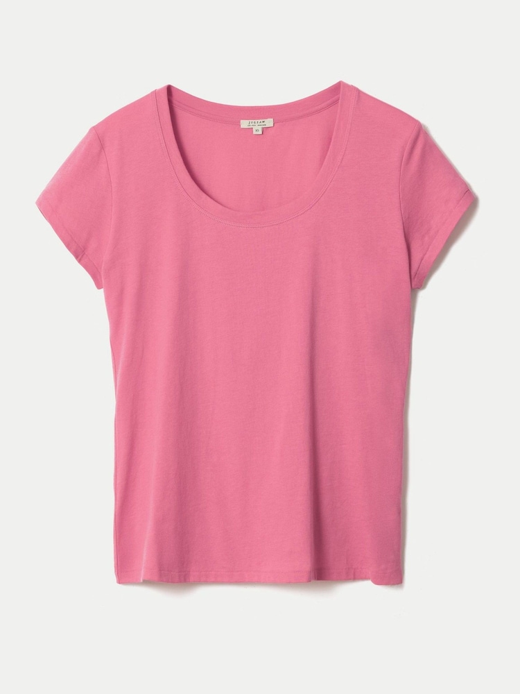 Jigsaw Pink Supima Cotton Scoop Neck T-Shirt - Image 5 of 5 Jigsaw Pink Supima Cotton Scoop Neck T-Shirt - Image 5 of 5