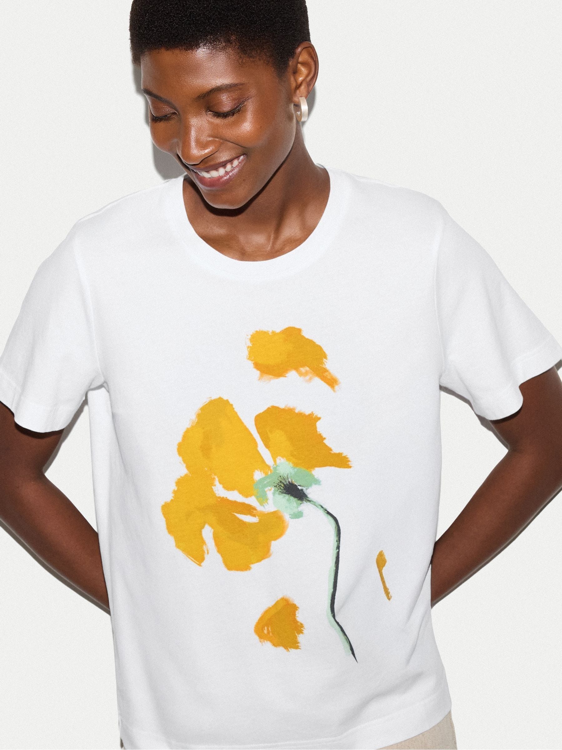Buy Jigsaw White Broken Poppy Print T-Shirt from the Next UK