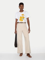 Jigsaw White Broken Poppy Print T-Shirt - Image 3 of 5