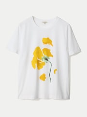 Jigsaw White Broken Poppy Print T-Shirt - Image 5 of 5