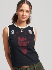 Superdry Black 100% Cotton Allstars SV Graphic Vest Top - Image 1 of 4