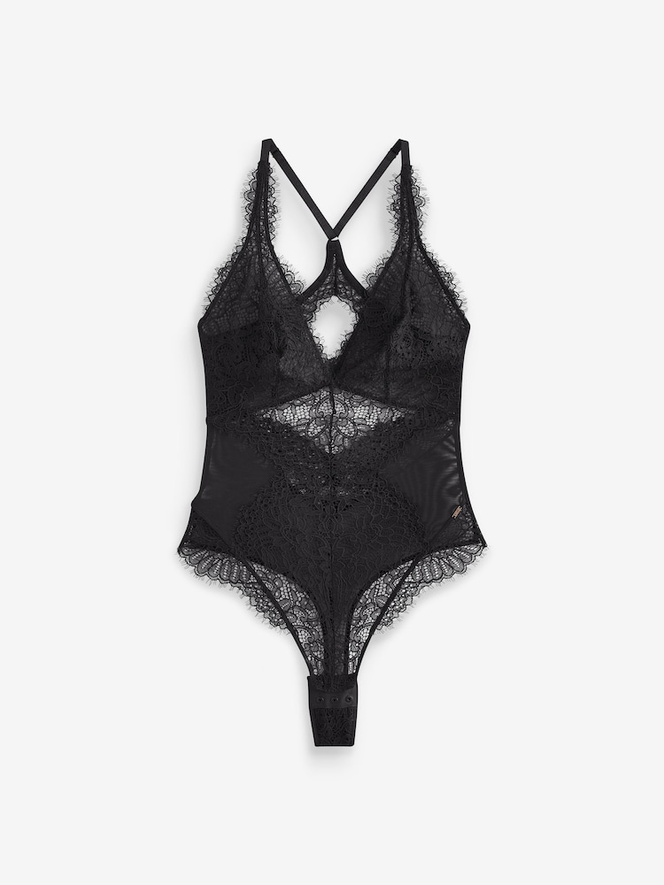 Lipsy Black Lace Low Plunge Bodysuit - Image 6 of 6