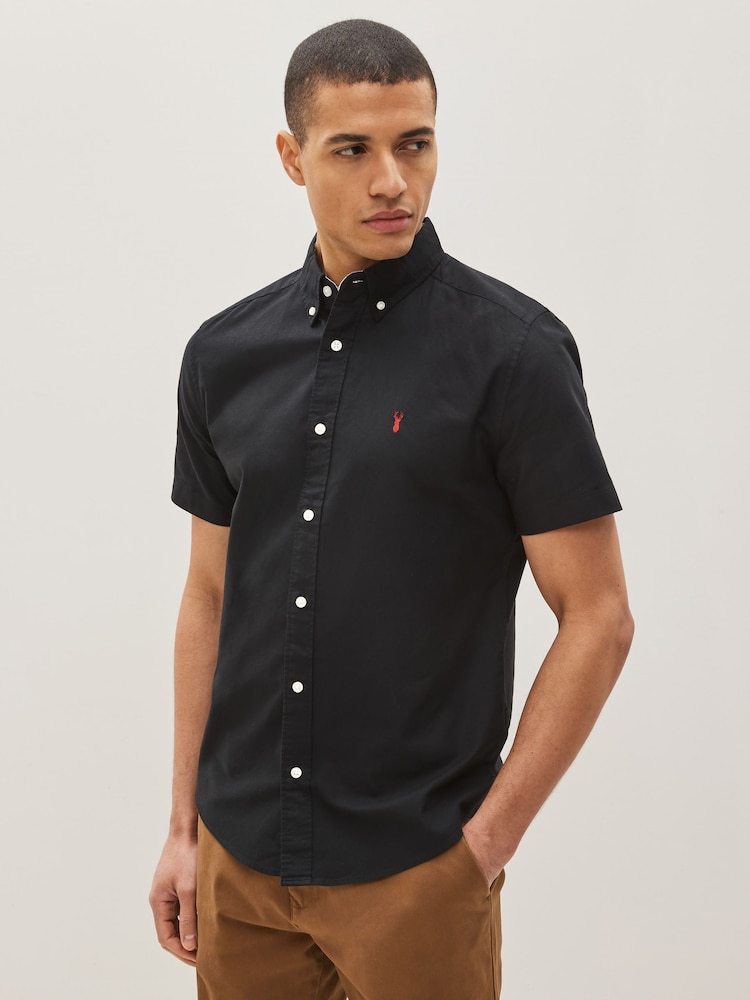 Black Regular Fit Short Sleeve Oxford Shirt - Image 1 of 5