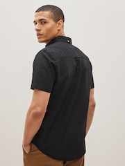 Black Regular Fit Short Sleeve Oxford Shirt - Image 2 of 5