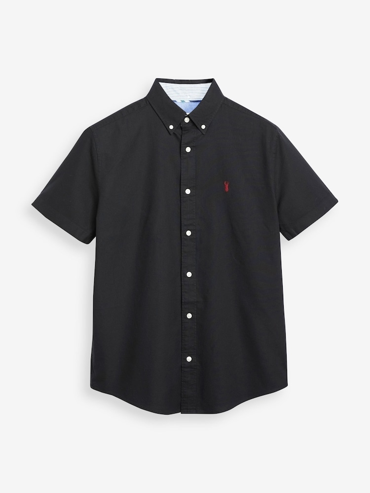 Black Regular Fit Short Sleeve Oxford Shirt - Image 4 of 5