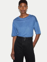 Jigsaw Blue Linen Boxy T-Shirt - Image 1 of 5