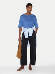 Jigsaw Blue Linen Boxy T-Shirt - Image 3 of 5