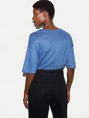 Jigsaw Blue Linen Boxy T-Shirt - Image 4 of 5