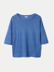 Jigsaw Blue Linen Boxy T-Shirt - Image 5 of 5
