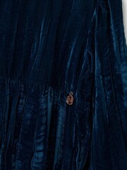 Angel & Rocket Blue Mia Crushed Velvet Lace Collar Dress - Image 6 of 6