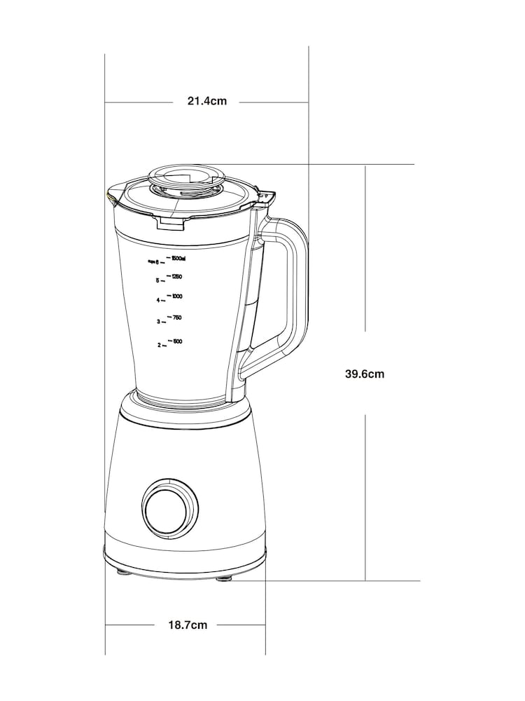 Black Bronx Blender With 1.5L Glass Jug and 600ml Plastic Cup - Image 7 of 7