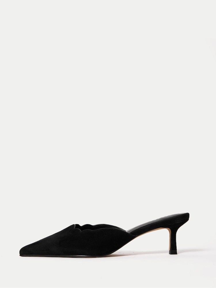 Jigsaw Black Suede Kitten Heel Mules - Image 2 of 2 Jigsaw Black Suede Kitten Heel Mules - Image 2 of 2