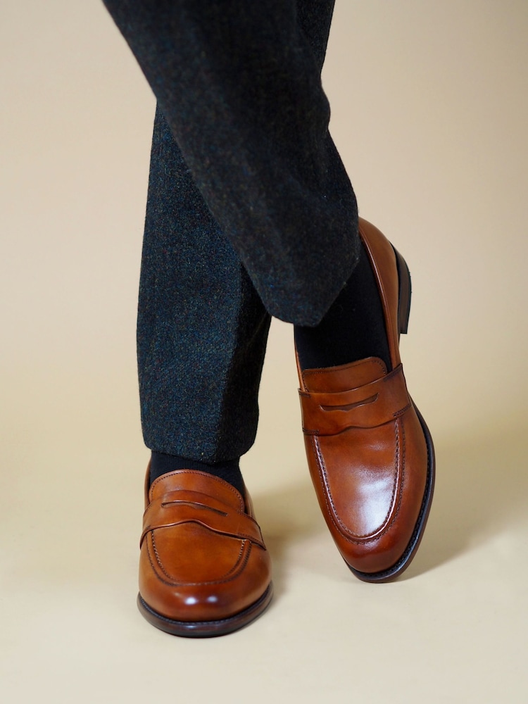 Loake Brown Wiggins Hand Painted Saddle Loafers - Image 1 of 2