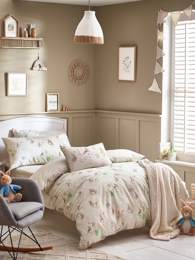 Peter Rabbit™ Natural Classic Watercolour 100% Cotton Duvet Cover and Pillowcase Set - Image 1 of 7