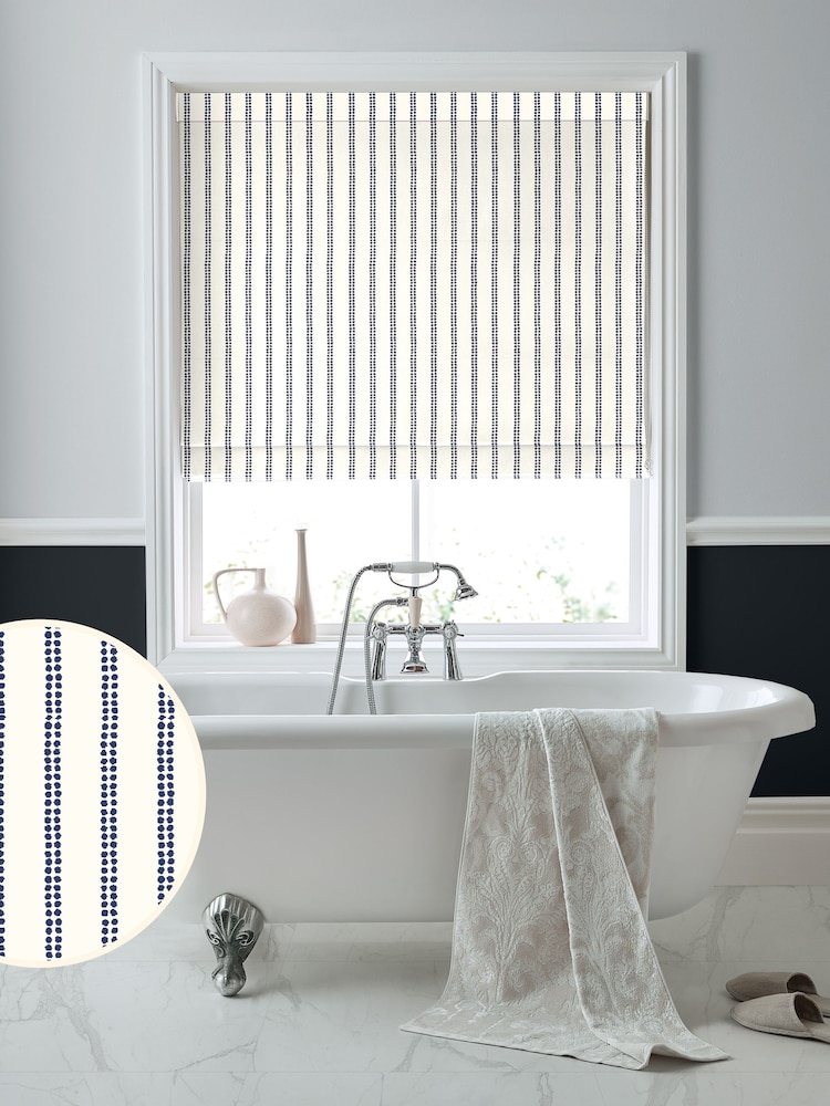 Laura Ashley Blue Candy Stripe Made To Measure Roman Blinds - Image 1 of 6