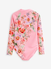 Pink Placement Floral Long Sleeved Swimsuit (3-16yrs) - Image 6 of 6
