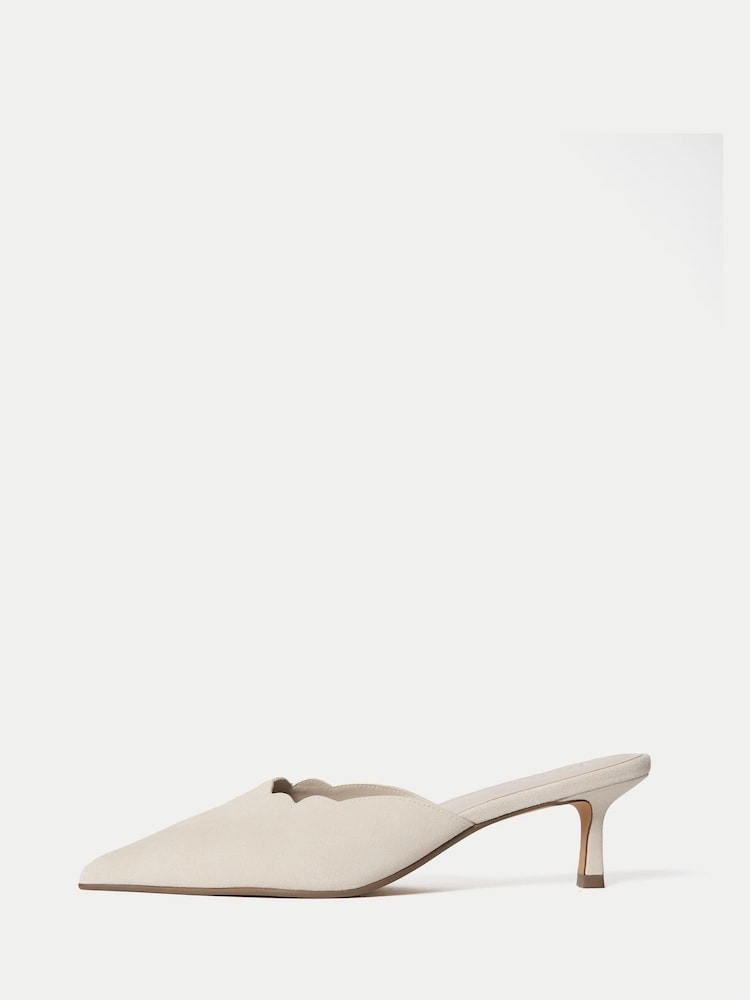 Jigsaw Cream Suede Kitten Heel Mules - Image 2 of 5