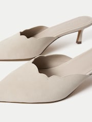 Jigsaw Cream Suede Kitten Heel Mules - Image 5 of 5