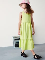 Lime Green Back Detail Soft Jersey Midi Dress (3-16yrs) - Image 1 of 6