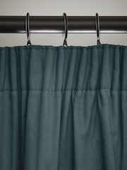 Blue Dark Teal Cotton Blackout/Thermal Pencil Pleat Curtains - Image 3 of 7