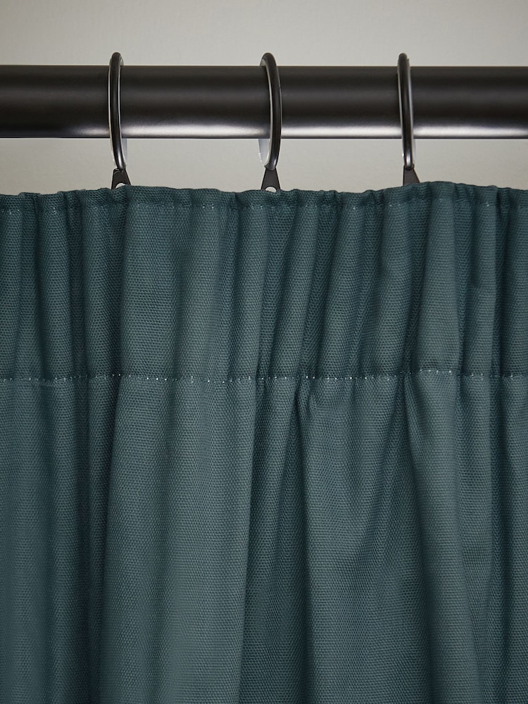 Blue Dark Teal Cotton Blackout/Thermal Pencil Pleat Curtains - Image 3 of 7