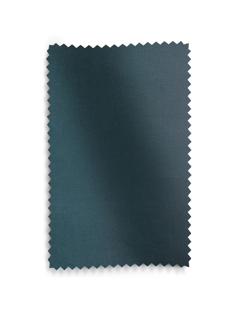 Blue Dark Teal Cotton Blackout/Thermal Pencil Pleat Curtains - Image 4 of 7