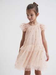 Reiss Pale Pink Fifi 9-12 yrs Tulle Embroidered Dress - Image 1 of 6