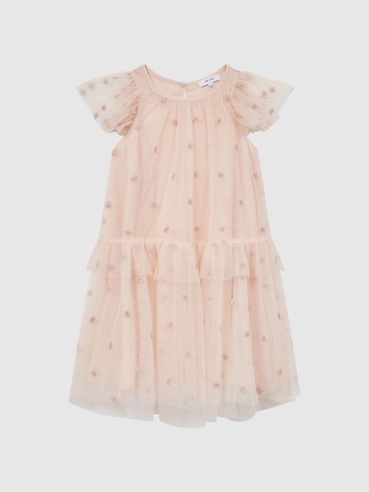 Reiss Pale Pink Fifi 9-12 yrs Tulle Embroidered Dress - Image 2 of 6